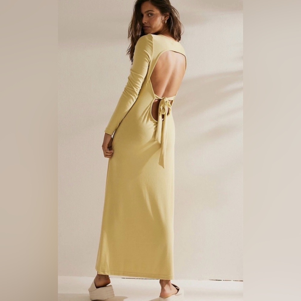 Free People Beach Aubre Open-Back Essential Maxi Dress- Dried Moss - Picture 5 of 9